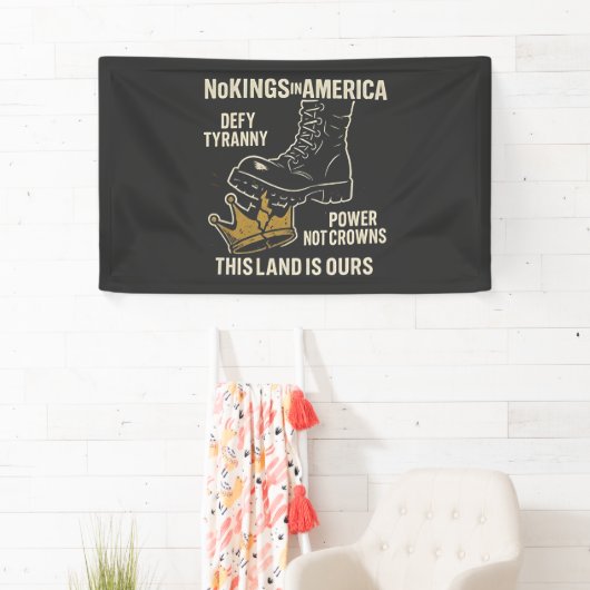 Geen koningen in Amerika anti-Trump 4 juli Spandoek (Insitu)