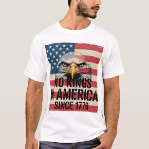 Geen koningen in Amerika Eagle Flag Print T-shirt