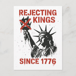 Geen koningen in Amerika, geen koningsdag protest Feestdagenkaart