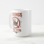 Geen koningen in Amerika, geen koningsdag protest Koffiemok (Voorkant links)