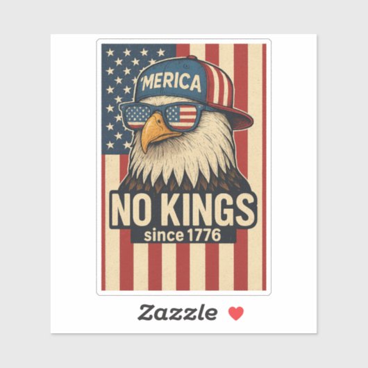 Geen koningen in Amerika, herdenkingsdag, 4 juli Sticker (Vel)