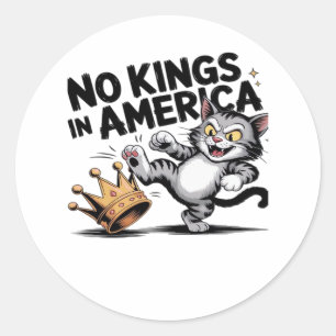 Geen Koningen In Amerika Klassieke Retro Grafiek Ronde Sticker