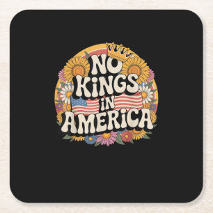 Geen Koningen In Amerika Patriottische Vintage Gra Kartonnen Onderzetters
