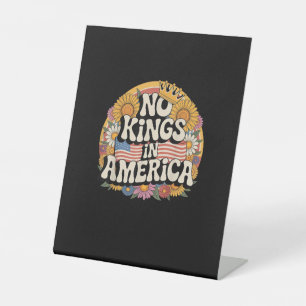 Geen Koningen In Amerika Patriottische Vintage Gra Reclamebord Met Voetstuk
