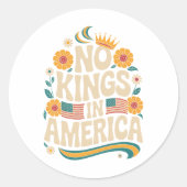 Geen koningen in Amerika Retro Bloemen 70s Vrouwen Ronde Sticker (Voorkant)