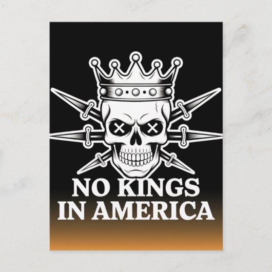 Geen koningen in Amerika, schedel en zwaarden Briefkaart (Voorkant)