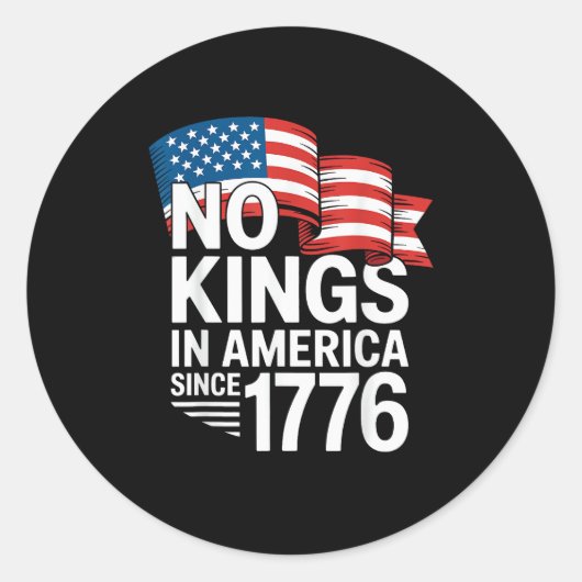 Geen Koningen In Amerika Sinds 1776 Protest Creati Ronde Sticker (Voorkant)