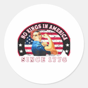 Geen Koningen In Amerika Sinds 1776 USA Vlag Save Ronde Sticker
