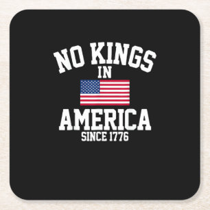 Geen Koningen In Amerika USA Vlag Retro Coole Stij Kartonnen Onderzetters