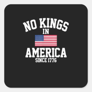 Geen Koningen In Amerika USA Vlag Retro Coole Stij Vierkante Sticker