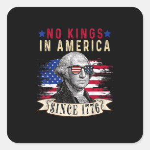 Geen Koningen In Amerika USA Vlag Retro Coole Stij Vierkante Sticker