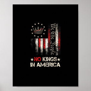 Geen Koningen In Amerika Vintage Politieke Vlag va Poster