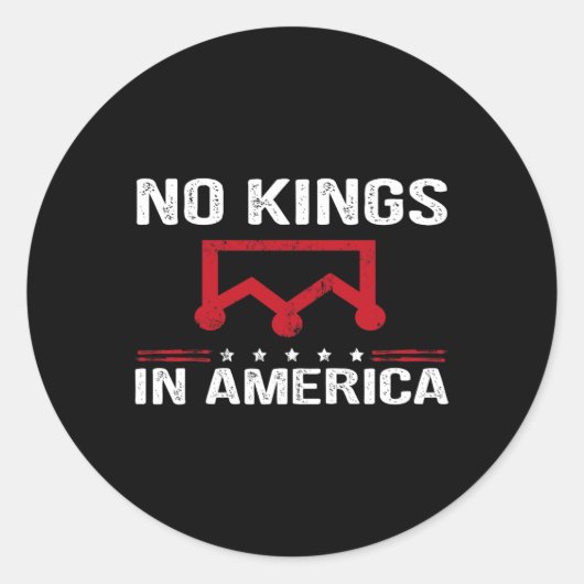 Geen koningen in Amerika Vlag Protest Save Democra Ronde Sticker (Voorkant)