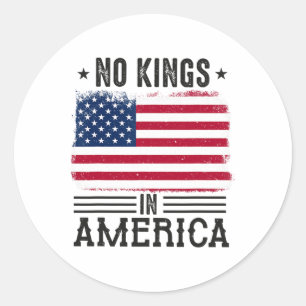 Geen koningen in Amerika Vlag Protest Save Democra Ronde Sticker