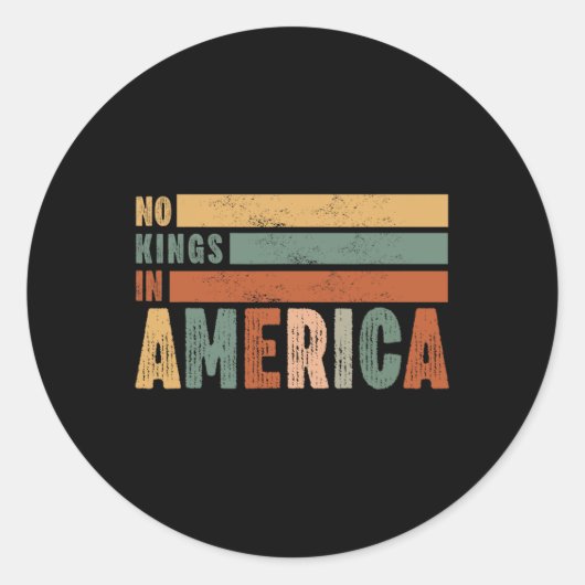 Geen koningen in Amerika Vlag Protest Save Democra Ronde Sticker (Voorkant)