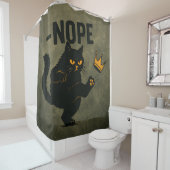 Geen koningen in Amerika Zwarte kat Grappig Kickin Douchegordijn (In situ)