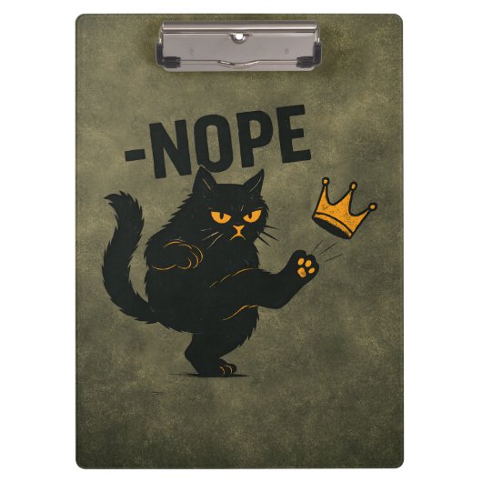 Geen koningen in Amerika Zwarte kat Grappig Kickin Klembord (Voorkant)