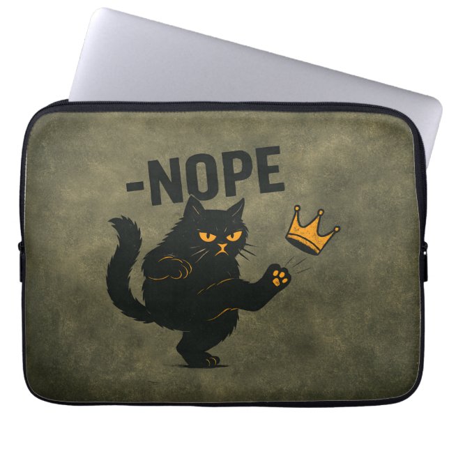 Geen koningen in Amerika Zwarte kat Grappig Kickin Laptop Sleeve (Voorkant)