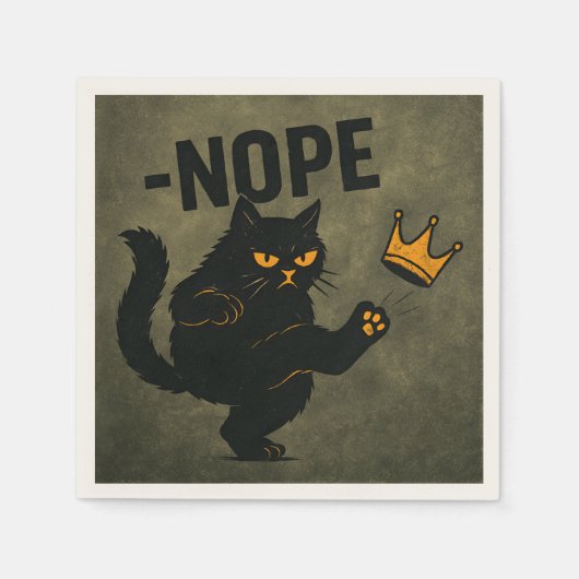 Geen koningen in Amerika Zwarte kat Grappig Kickin Servet (Voorkant)