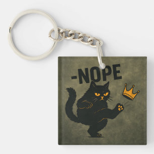 Geen koningen in Amerika Zwarte kat Grappig Kickin Sleutelhanger