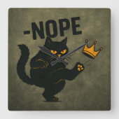 Geen koningen in Amerika Zwarte kat Grappig Kickin Vierkante Klok (Voorkant)