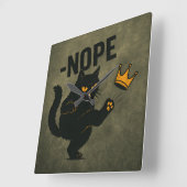 Geen koningen in Amerika Zwarte kat Grappig Kickin Vierkante Klok (Hoek)