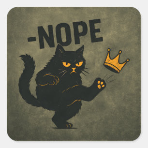 Geen koningen in Amerika Zwarte kat Grappig Kickin Vierkante Sticker
