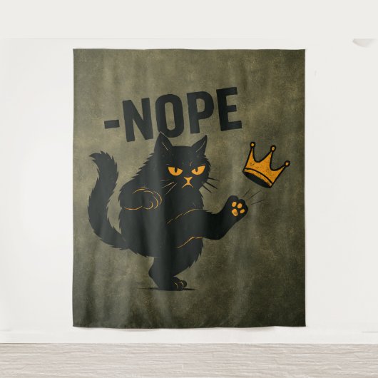 Geen koningen in Amerika Zwarte kat Grappig Kickin Wandkleed (Voorkant)