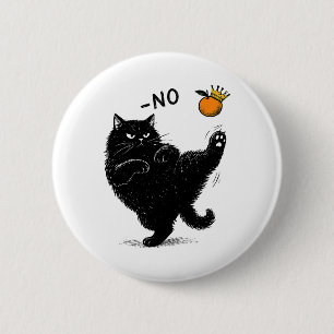 Geen koningen in Amerika Zwarte kat Grappige polit Ronde Button 5,7 Cm
