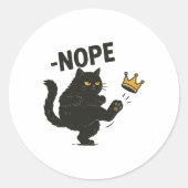 Geen koningen in Amerika Zwarte kat Grappige polit Ronde Sticker (Voorkant)