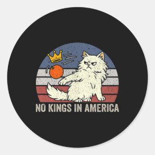 Geen koningen in Amerika Zwarte kat Politieke Anti Ronde Sticker