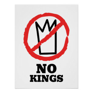 Geen koningen logo, kroon rood stopbord ontwerp perfect poster