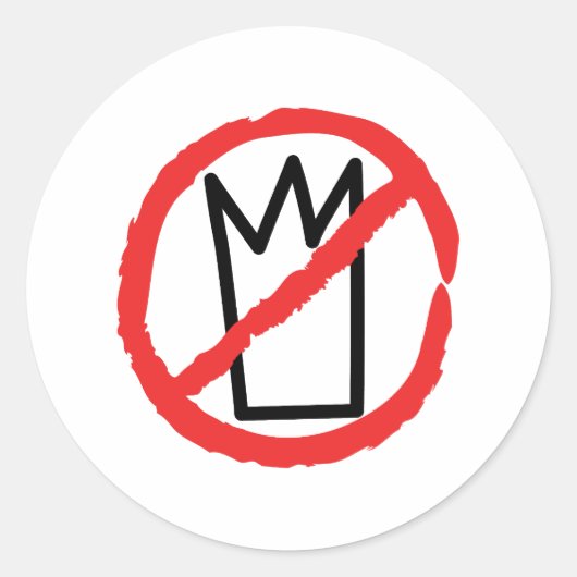 Geen koningen logo ronde sticker (Voorkant)