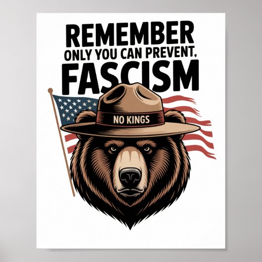 Geen Koningen Protestbord PRINTABLE, Beer Weigert Poster (Voorkant)