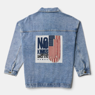 Geen Koningen Sinds 1776 Patriottisch Vlag Shirt O Denim Jacket