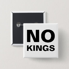 Geen koningen vet gedrukte typografie protest vierkante button 5,1 cm