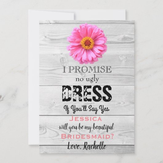 Geen lelijke jurk als je ja zegt bruidsmeisje Kaar Kaart (Voorkant)