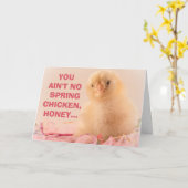 Geen lente kip dames mijlpaal verjaardag kaart (Gele Bloem)