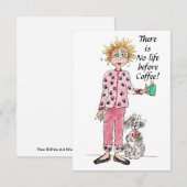 Geen leven voor koffie oude Gezegde groene tekenin (Voorkant / Achterkant)