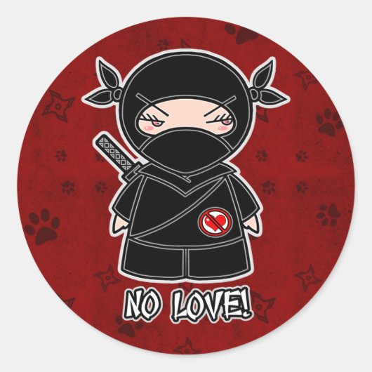 Geen liefde! Ninja in rode Sticker (Voorkant)