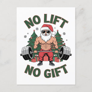 Geen lift Geen cadeau Grappig Santa Claus Gym Fitn Feestdagenkaart