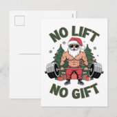 Geen lift Geen cadeau Grappig Santa Claus Gym Fitn Feestdagenkaart (Voorkant / Achterkant)