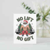 Geen Lift Geen Cadeau Grappige Kerstman Gym Fitnes Aankondigingskaart (Staand voorkant)