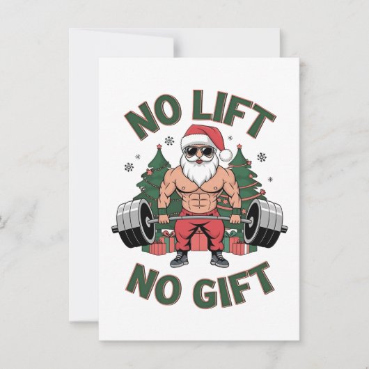 Geen Lift Geen Cadeau Grappige Kerstman Gym Fitnes Kaart (Voorkant)