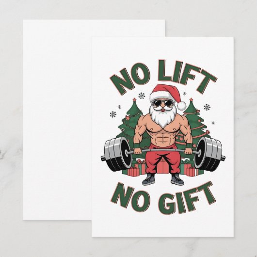 Geen Lift Geen Cadeau Grappige Kerstman Gym Fitnes Kaart (Voorkant / Achterkant)