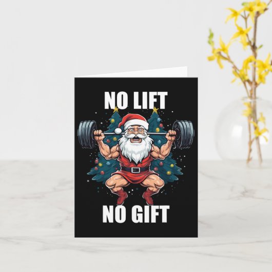 Geen Lift Geen Gift Kerstman Kerstmis Gym Bodybuil Kaart (Gele Bloem)