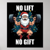 Geen Lift Geen Gift Kerstman Kerstmis Gym Bodybuil Poster (Voorkant)