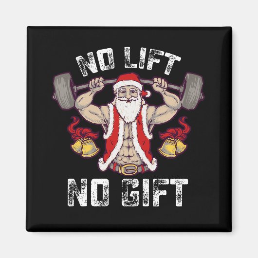 Geen Lift Geen Gift Santa Gym Workout Fitness Kers Magneet (Voorkant)