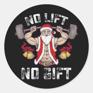 Geen Lift Geen Gift Santa Gym Workout Fitness Kers Ronde Sticker