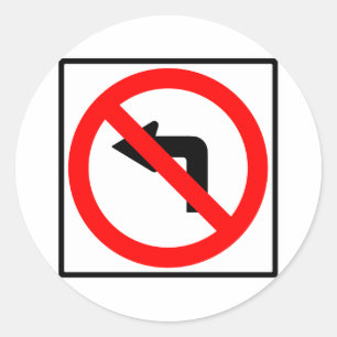 Geen links bocht ronde sticker